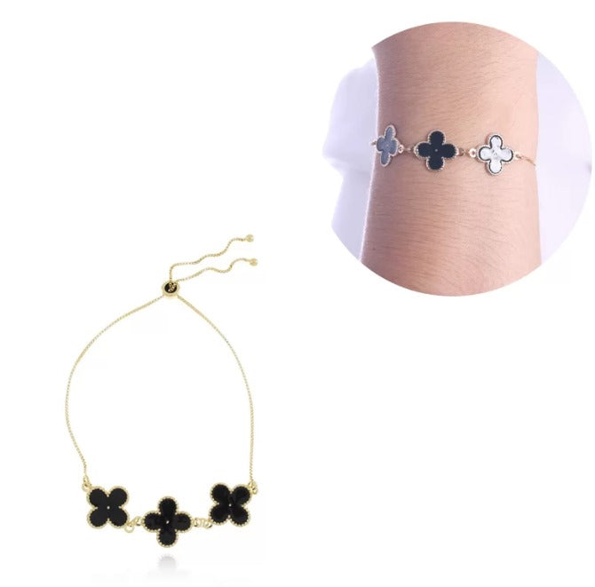 Pulseira Trevos Inspiração Van Cleef Banhada a Ouro 18k