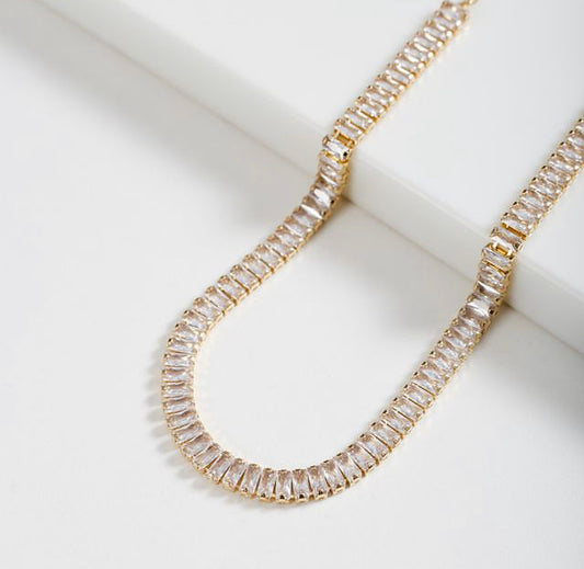 Colar Riviera Baguete Cristal