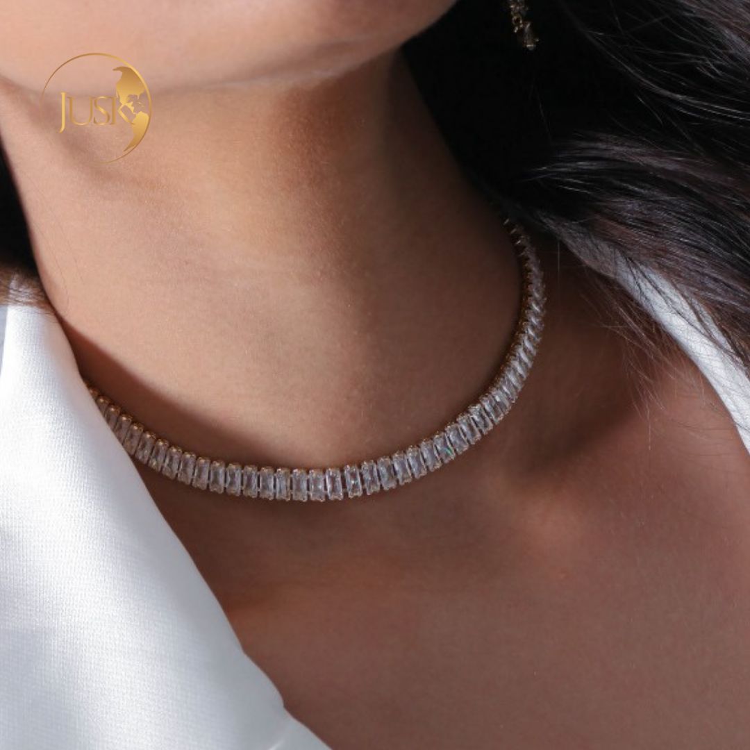 Colar Riviera Baguete Cristal